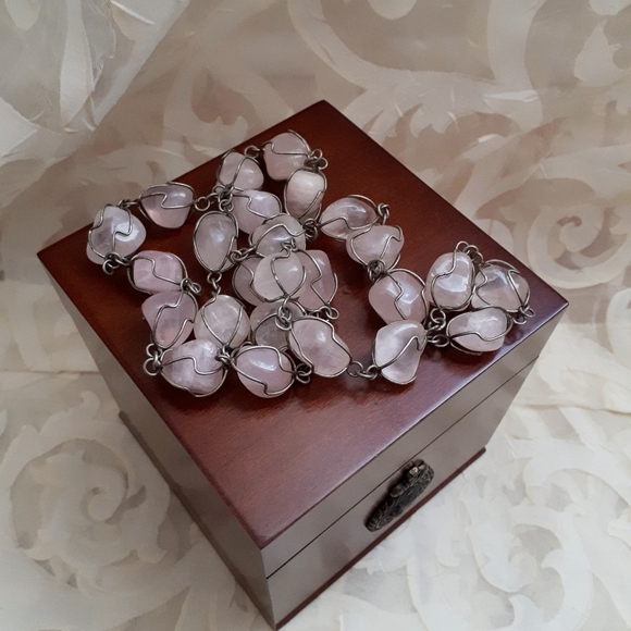 Vintage Rose Quartz, Natural Stone Necklace - Picture 7 of 10